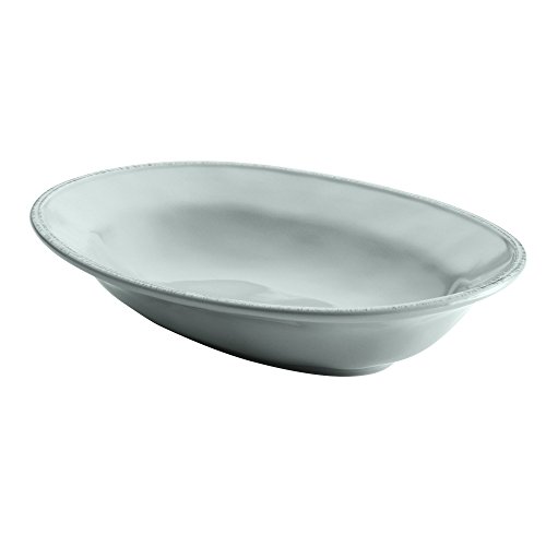 Rachael Ray Cucina Dinnerware 12-Inch Stoneware Oval Serving Bowl, Sea Salt Grey