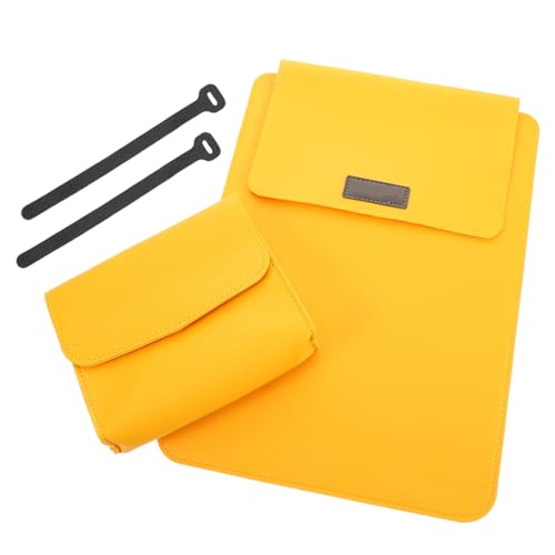 Funda para portátil elegante en cuero sintético camel y diseño plano