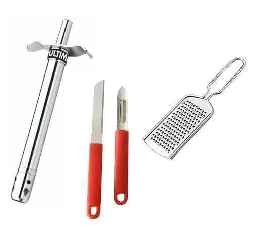 INFINITIX - REACH FOR THE INFINITY Kitchen Combo Stainless Steel Kitchen Lighter, Knife, Peeler and Smooth Grater,Kitchen tools combo of 4 items