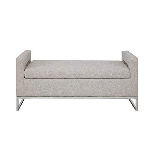 Madison Park Crawford Solid Wood, Polyester Fabric Toy Chest Bench Modern Style Ottoman With Storage, Grey #TOP3