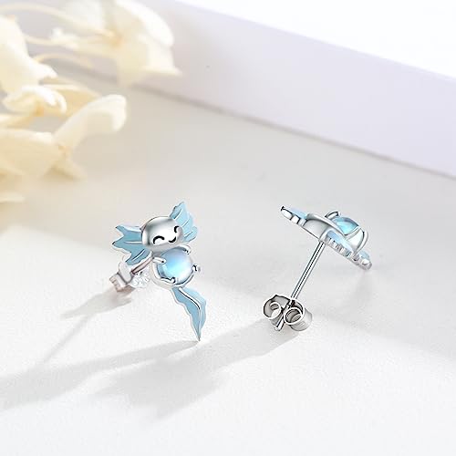 Axolotl Stud Earrings for Women 925 Sterling Silver Axolotl Earrings Hypoallergenic Animal Jewelry2