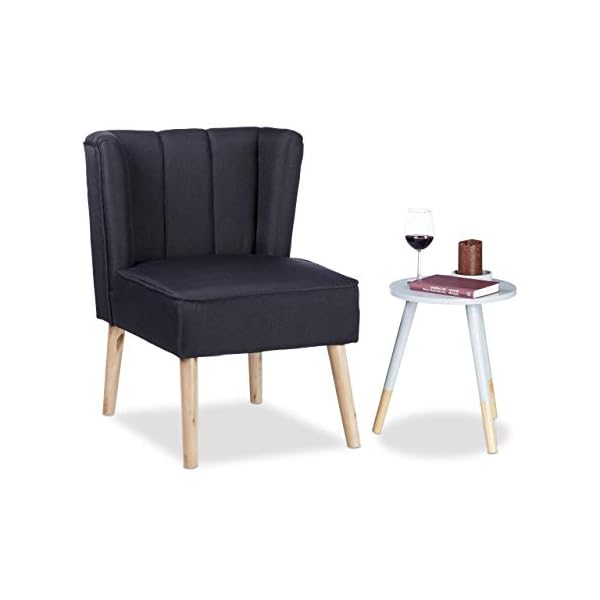 Relaxdays Retro Cocktail, Scandinavian Design, Soft Fabric, Comfortable Relaxing Wingback Chair