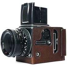 غطاء حقيبة نصف كاميرا مصنوع يدويًا من الجلد الطبيعي لـ Hasselblad 503CW 503CXI بلون القهوة