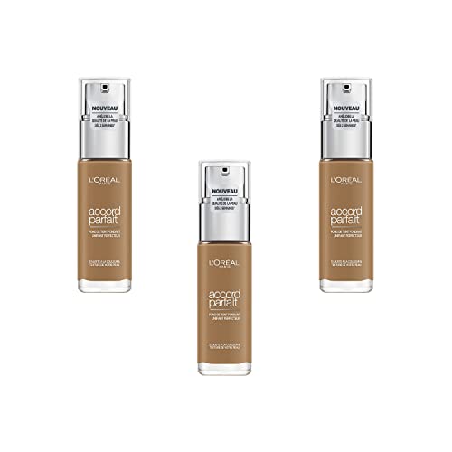 L'Oréal Paris Accord Parfait Fond de Teint Fluide 8.5D Caramel, Lot de 3 (3 x 30 ml)