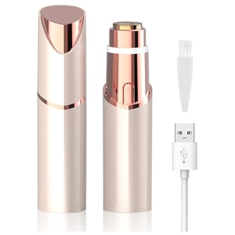 Facial Hair Removal for Women, Portable Lady Hair Shaver, Electric Rechargeable Painless Bikini Remover for Face, Upper Lips, Peach Fuzz, Chin, Armpit, Fingers, Arms, Legs and Body (Gold) Cover