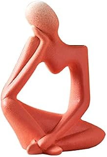 Ceramic Vase,Thinker Vase Statue,Abstract Figure Flower Pots Decorative,Tabletop Vase,Modern Arts Vase,Abstraction Flowers Vase,Nordic Thinker Statue,for Home Office Table Shelf Decoration (Orange)