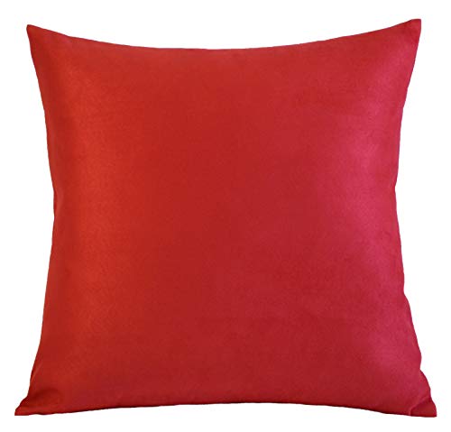 Aiking Home Luxury Faux Suede Decorative Pillow Cover - 18 by 18 Red