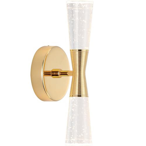 Image of JoollySun Crystal Sconces Wall Lighting with Dimmable 3-Color (3000K-6000K) LED for Bathroom Hallway Bedroom