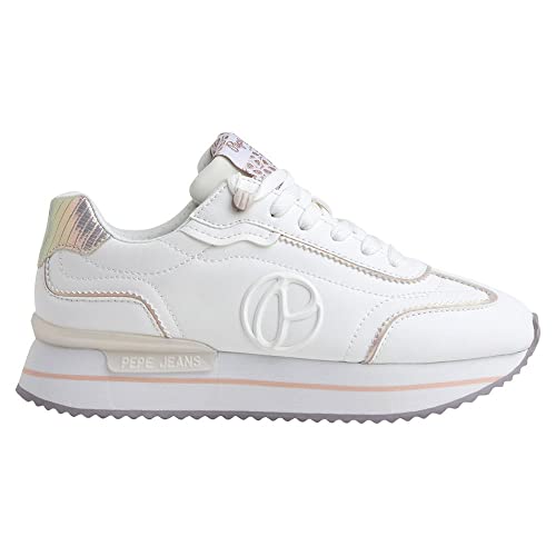 Pepe Jeans RUSPER Charm Platform Sneaker, White, 41 EU