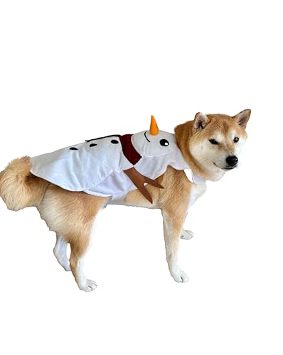 Disfraz capa muñeco de nieve para perro blanco talla L miniatura 3