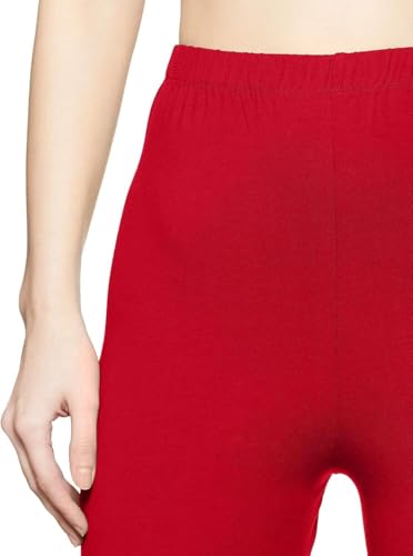 Image of Women's 3 /4 Calf-Length Leggings - Stretchable Cotton Blend, Comfortable Everyday Wear