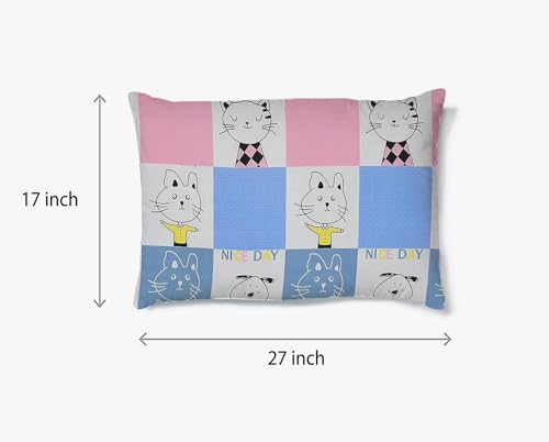 Filymore Cat Single bedsheet for Girls Kid bedsheet for Small Size Bed 240 TC Microfiber Soft Cartoon bedcover for Kids Room (90x60 Inches)(Yellow and Blue)