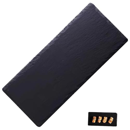 Plato rectangular de pizarra 30x10 cm para sushi y postre miniatura 1
