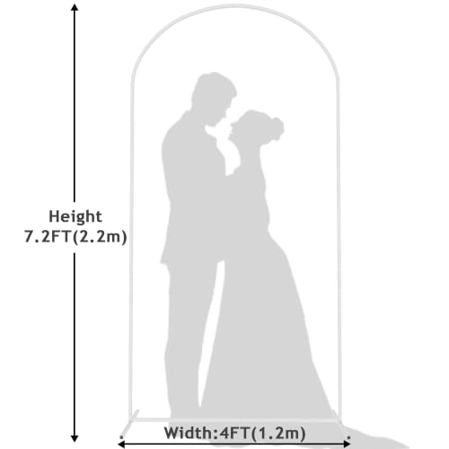 Image of Wokceer 7.2FT Arch Backdrop Stand White Metal Wedding Arch Backdrop Stand | Metal Backdrop Arch Stand Balloon Arch for Wedding Ceremony Birthday Party Bridal Baby Shower Photo Booth Backgound Decor