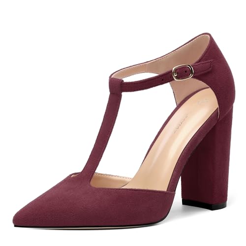 Women's High Heel Pumps, Simple Classic T-Strap Pointed Toe Dress Shoes,Party Dress Sandals3.9