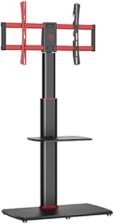 FITUEYES Tall TV Stand for up to 70" Gaming Style Cantilever Swivel TV Stand with Mount with Wooden Base Height Adjustable Shelf Black and Red Easy Assembly FT-E2652WG