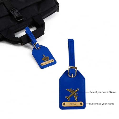 Image of AICA Personalised Name & Charm Womens Leather Combo Gift Set (RoyalBlue) | Gifts for Women| Customised Gift Hamper for Woman