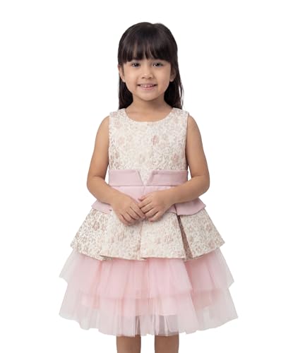 Vestido rosa de jacquard para niña cómodo sin rozaduras falda tul fiesta
