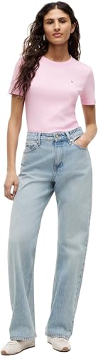 Tommy Hilfiger Damen T-Shirt Kurzarm New Slim Cody mit Rundhalsausschnitt, Rosa (Classic Pink), M – Ansicht 5