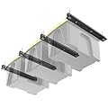 TORACK Garage Ceiling Bin Storage Rack, Overhead Tote Storage Rail System Heavy Duty Adjustable Tote Slide Rails(for 3 Bins, Bins are not included)