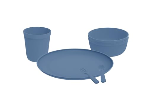Image of All Time Plastic Microwave Safe Unbreakable Round Dinner Set of 6 | Picnic Set | Dinnerware | BPA Free | Food Grade Safe | Kitchenware | Blue Color