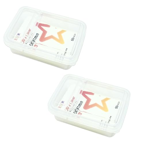 Image of 2 Pack Clear Polypropylene Mini Storage Containers Box for Photocard Sleeves Sticker Organizer Case with Lid for Lomo Cards Craft Stickers (3.2 inch W x 4.8L x 2 inch H)