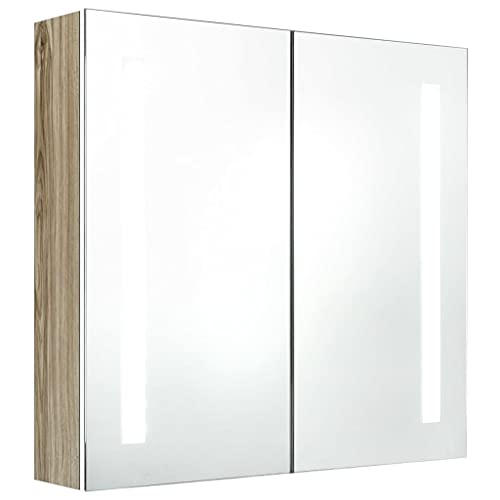 vidaXL Bathroom Cabinet Wall Mounted Mirror Cabinet with Shelves White and Oak