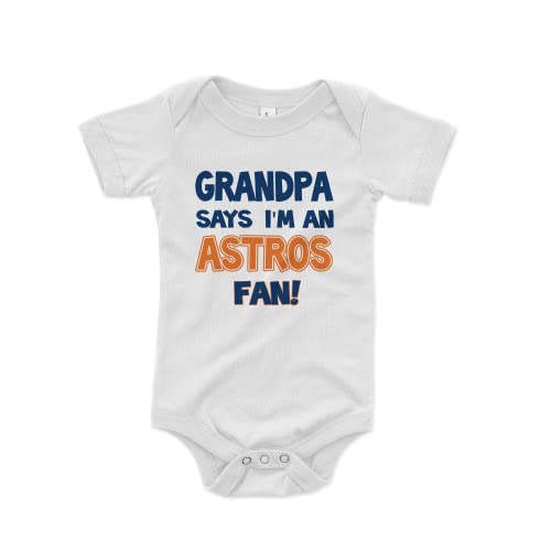 NanyCrafts' Grandpa Says I'm an Astros Fan Baby Bodysuit Newborn White