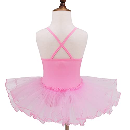 Justaucorps de danse classique haut de gamme avec tutu rose et dos croisé pour fille