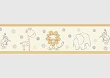 Selbstklebende Bordüre Beiges Märchen AG Design, AWBD 8052 | Wasserfest Kinderzimmer Wand Aufkleber Dekoration | Wandbordüre für Mädchen und Junge | Folie | Breite 500 cm x Höhe 13.8 cm