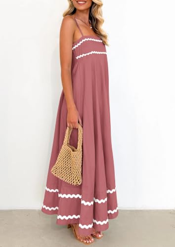 Image of PRETTYGARDEN Women's 2026 Summer Flowy Maxi Dress Casual Sleeveless Spaghetti Strap Ruffle Beach Long Dresses