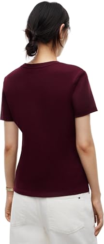 Tommy Hilfiger Damen T-Shirt Kurzarm New Slim Cody Rundhalsausschnitt, Rot (Deep Burgundy), S – Ansicht 2