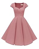 Hanpceirs Women's Cap Sleeve 1950s Vintage Party Dress Cocktail Dress Formal Dresses with Pocket Blush Pink XS