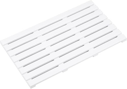 MantrRaj Bamboo Duckboard Bath Mat Anti Slip Mat Spa, Bath, Shower Bathroom Decor Easy to Clean Water Resistant Shower Mat Slatted Duckboard Design Multipurpose Bath Mat (White)