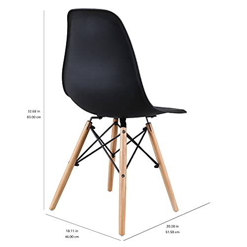 Amazon Basics Modern Dining Chair Set, Shell Chair With Wood Legs For Kitchen, Dining, Living Room - Set Of 4, Black #TOP4