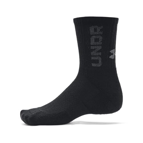 Under Armour Unisex UA 3-Maker Mid-Crew Socks - 3 Pack - Sweat-Wicking and Breathable3