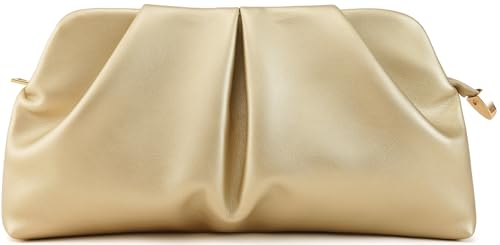 Image of Women Clutch Bag Dressy Formal Handbag Pleated PU Clutch Purse Detachable Chain
