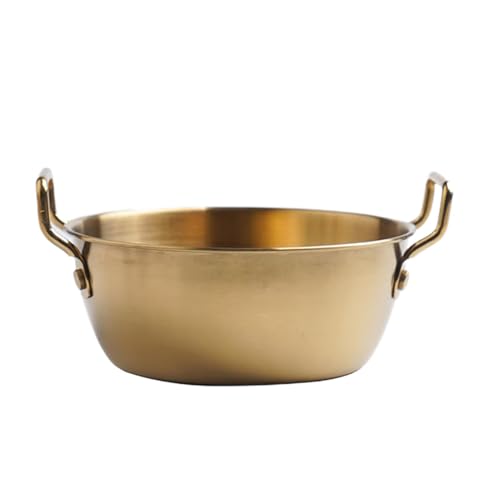 Zuasdvnk Bols en acier inoxydable, Bols en métal - Bol à soupe avec poignée double oreille,Bol à de table en or avec poignée, bassin à soupe, céréales...