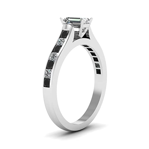 Image of 55Carat Choose Your Gemstone Cathedral Channel Set Diamond CZ Ring Sterling Silver Emerald Shape Side Stone Engagement Rings Matching Jewelry Wedding Jewelry Easy to Wear Gifts US Size 4 to 12