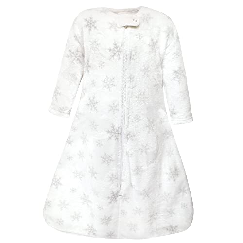 Hudson Baby Unisex Baby Plush Sleeping Bag, Sack, Blanket, Long-Sleeve Snowflakes, 0-6 Months