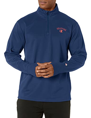 Champion Game Day Graphic Quarter Zip, Pullover, Men’s Workout Sweatshirt, Block Arch Over “C” Logo, Athletic Navy-586639, Xx-Large #TOP5