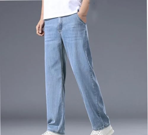 Men's Business Jeans Thin Casual Straight Loose Pants Multi-Pocket Jeans2