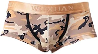 niceone Fashion Mens Camouflage Print Boxer Briefs Plus Size Shorts Soft Athletic Supporter Jockstrap for Men Underwear Bulge Pouch Underpant Tagless Boxer Briefs Yellow XL
