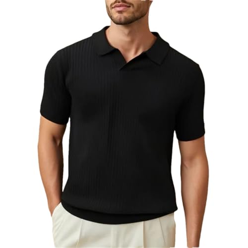 Mens Summer Knit Ribbed Knitted Jumper Top Casual Sleeve s