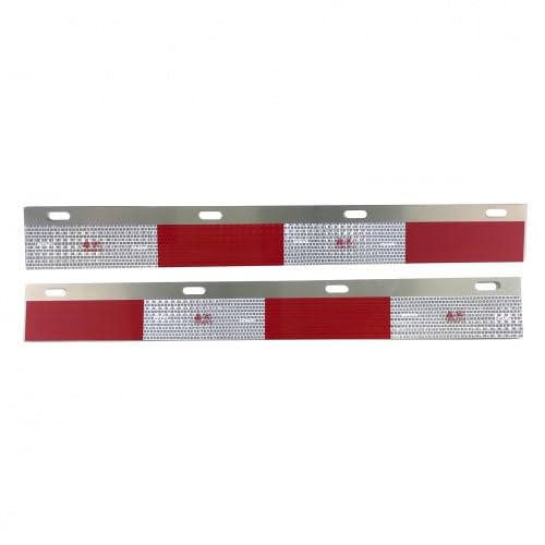 Image of TORQUE Mud Flap Hanger for Semi Trucks 2-1 /2 inch Bolt Spacing 30 inch Chrome, 4 inch Light Cutouts, Lights NOT Included, Spring Loaded, Straight, Light Bar Tail Light (TRMFH309 + TRMFHREFS24)
