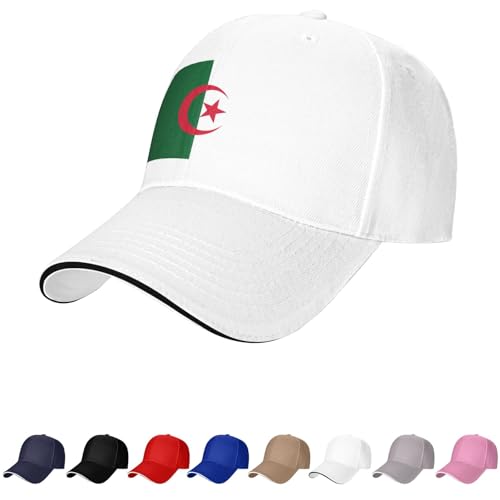 Casquette Drapeau Algérie Algérienne pour Homme Femme Drapeau de l'Algérie Casquette de Baseball Casquette de Camionneur Chapeau de Papa, blanc, Taille unique