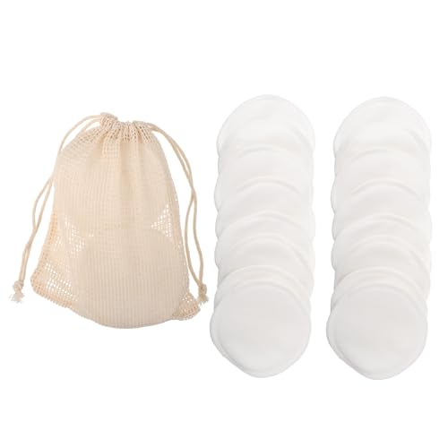 BAZEITFLOW Almohadillas Desmaquillantes de de Bambú Blancas Reutilizables con Bolsa de Malla de Algodón y Caja de Papel Discos de Limpieza Facial para Mujeres Suaves y Lavables para