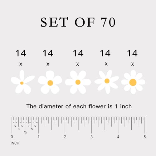 Image of 70 X Little Daisy Stickers for Laptop & Phone, Small Floral Vinyl Stickers Cute Aesthetic White Daisy Decals for Water Bottle iPhone Case Notebook, Mini Stickers 1 Inch