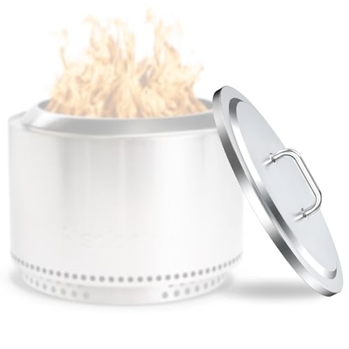 Wanchao Fire Pit Lid for Solo Stove Yukon 27 Cover -1.0 2.0 with Handle 304 Stainless Steel Round Lid for Solo Stove Accessories and Other 27 Outdoor Firepit