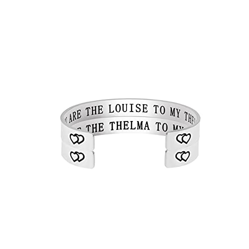WINCSPACE Inspirational 10mm Width Open Bracelets Cuff Friendship TV Show You are The Thelma to My Louise Best Friends Bangle Gift for Women (Rose Gold-Silver-Thelma and Louise)